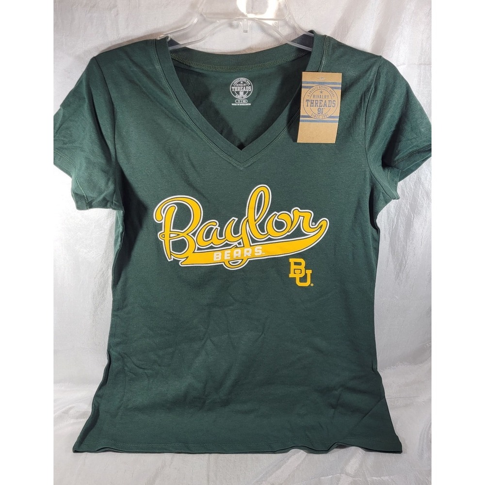 Rivalry Threads 91 Women's BU Baylor Bears V-Neck T-Shirt - Green -‎ Medium 8/10